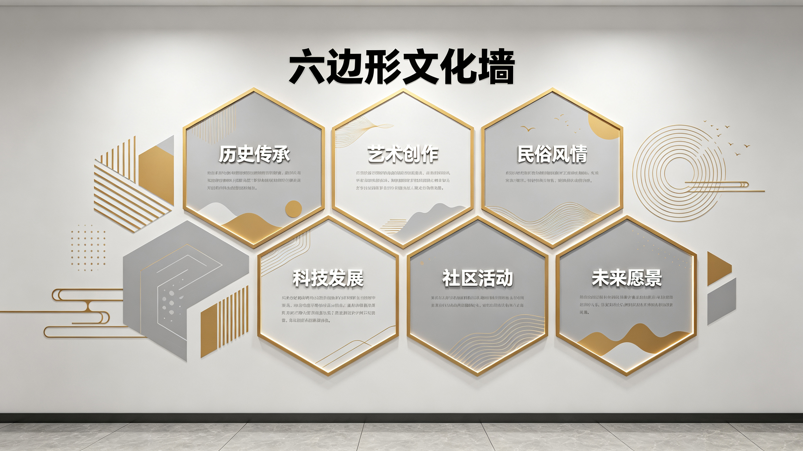 华宁企业文化墙 | 六边形信息美学